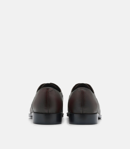 Saffiano Leather Derby Shoes - Dark Brown Embossed