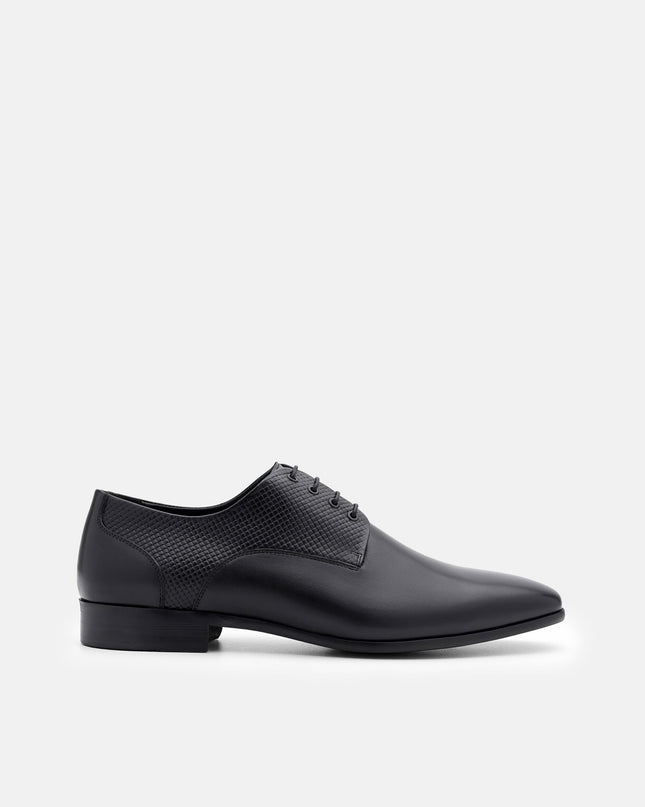 Woven Leather Derby Shoes - Black Embossed