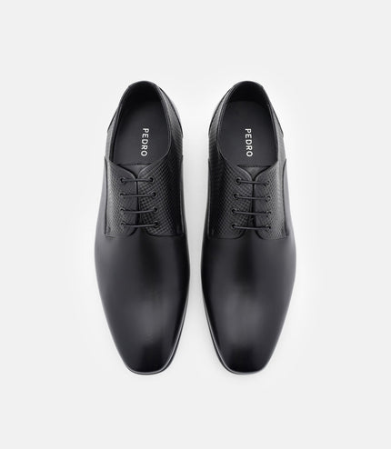 Woven Leather Derby Shoes - Black Embossed