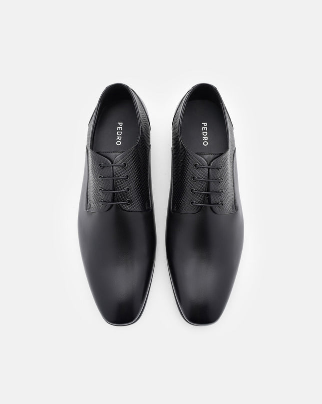 Woven Leather Derby Shoes - Black Embossed