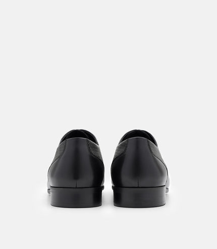 Woven Leather Derby Shoes - Black Embossed