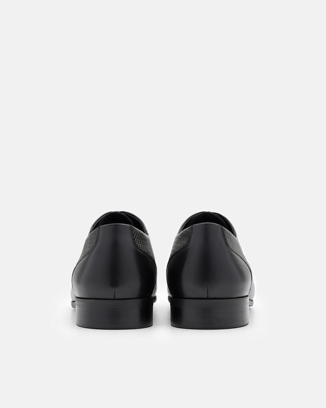 Woven Leather Derby Shoes - Black Embossed
