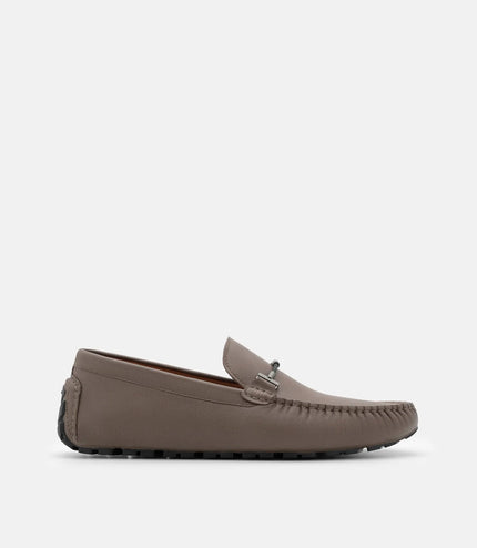 Robert Leather Driving Shoes - Dark Taupe Saffiano