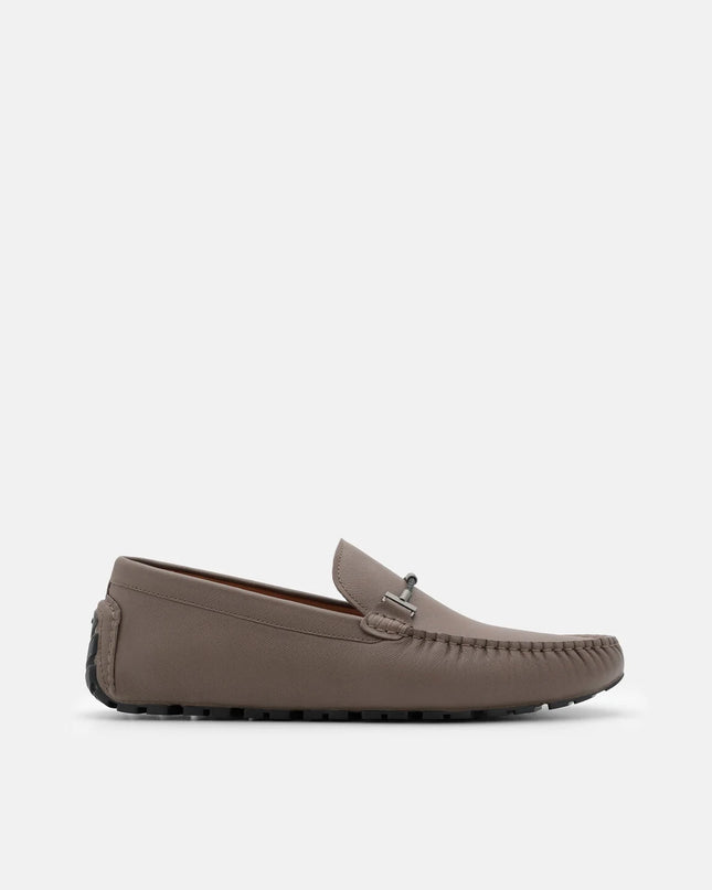 Robert Leather Driving Shoes - Dark Taupe Saffiano