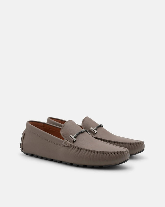 Robert Leather Driving Shoes - Dark Taupe Saffiano