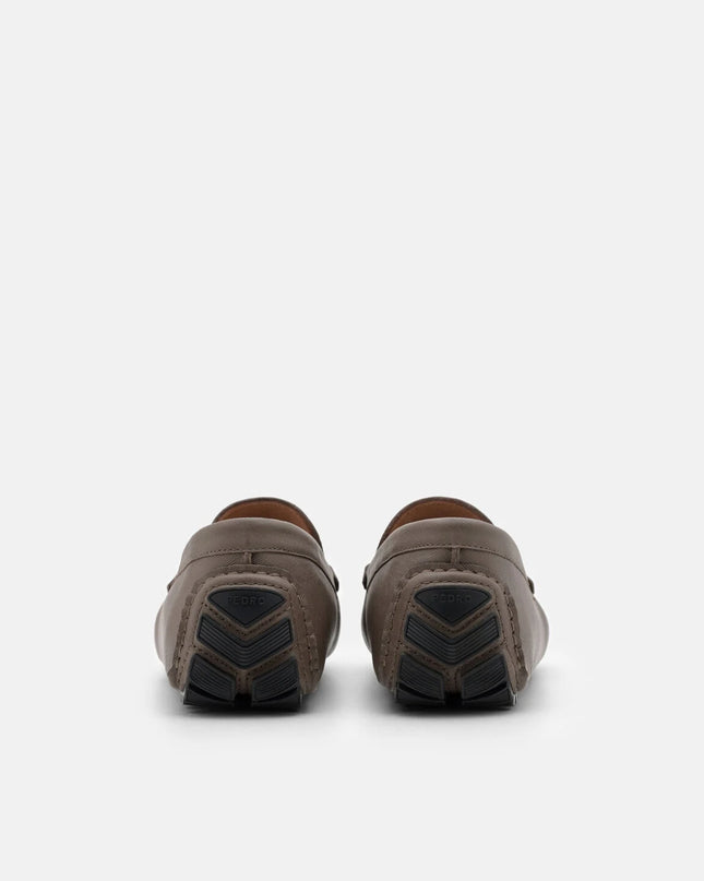 Robert Leather Driving Shoes - Dark Taupe Saffiano