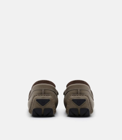 Embossed Leather Driving Shoes - Dark Taupe Tumble
