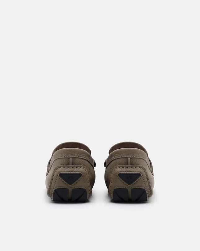 Embossed Leather Driving Shoes - Dark Taupe Tumble
