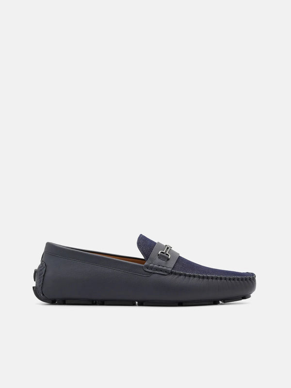 Alistair Leather Horsebit Driving Shoes - Navy Denim