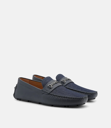 Alistair Leather Horsebit Driving Shoes - Navy Denim