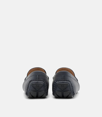 Alistair Leather Horsebit Driving Shoes - Navy Denim