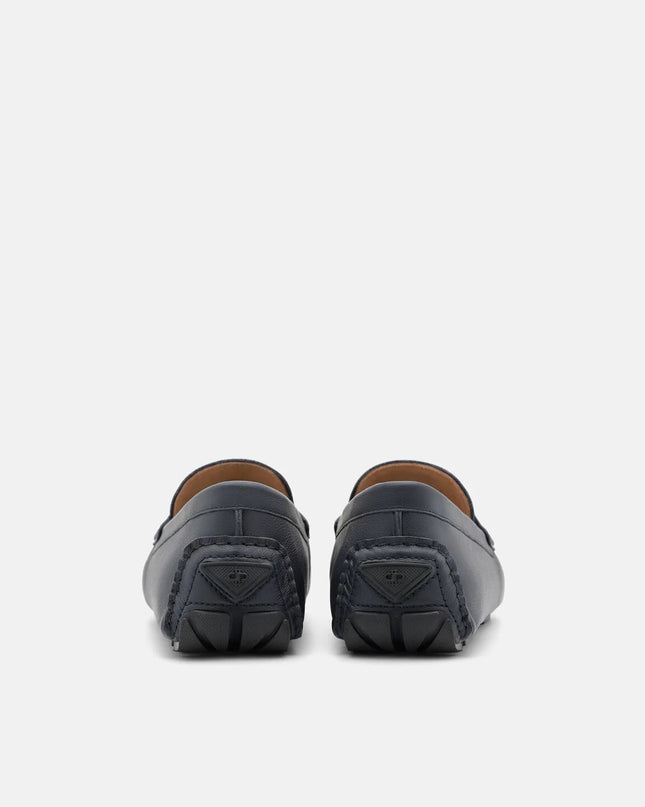 Alistair Leather Horsebit Driving Shoes - Navy Denim