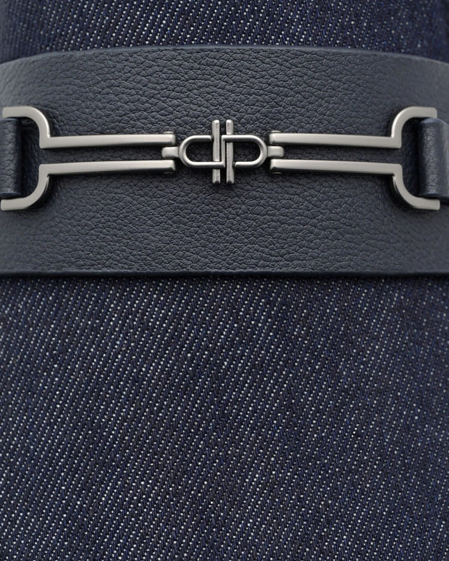 Alistair Leather Horsebit Driving Shoes - Navy Denim
