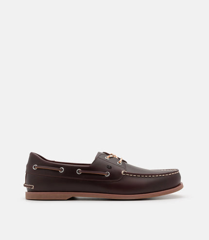 Marcos Leather Boat Shoes - Dark Brown Burnish