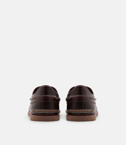 Marcos Leather Boat Shoes - Dark Brown Burnish