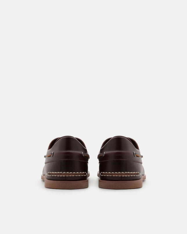 Marcos Leather Boat Shoes - Dark Brown Burnish