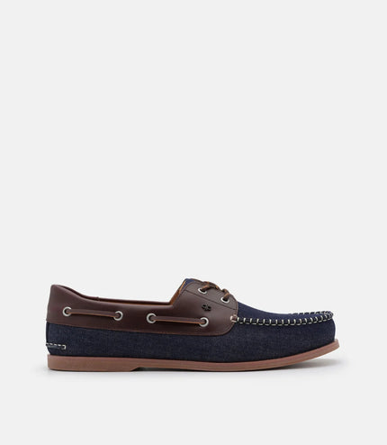 Marcos Leather Boat Shoes - Navy Denim