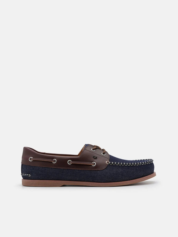 Marcos Leather Boat Shoes - Navy Denim