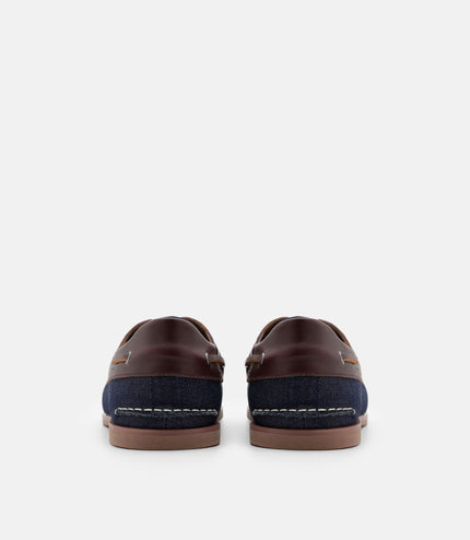 Marcos Leather Boat Shoes - Navy Denim