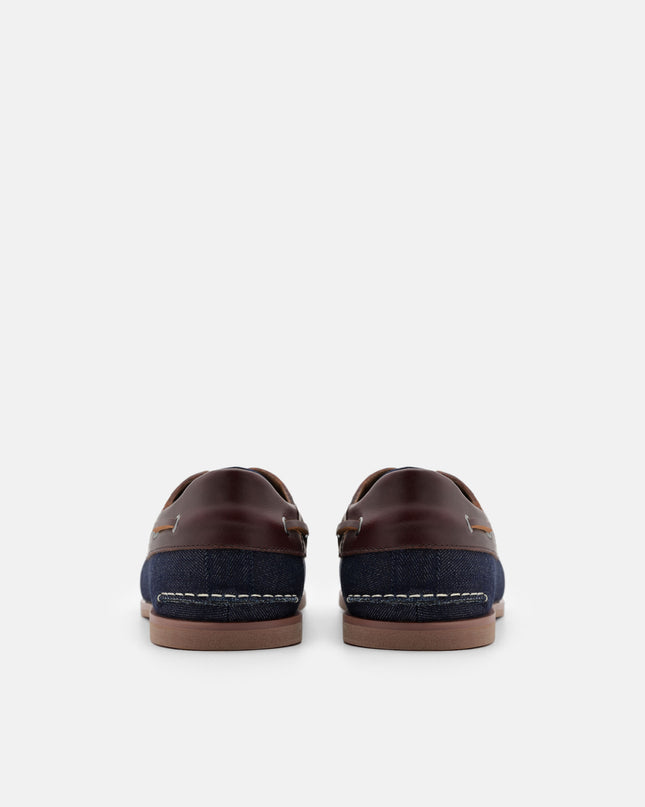Marcos Leather Boat Shoes - Navy Denim