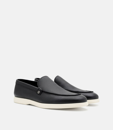 Oliver Tumbled Leather Loafers - Black Tumble