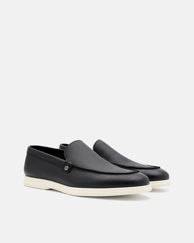 Oliver Tumbled Leather Loafers - Black Tumble