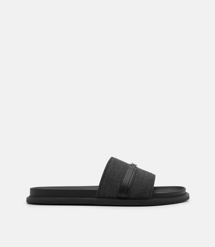 Renly Slide Sandals - Black Fabric