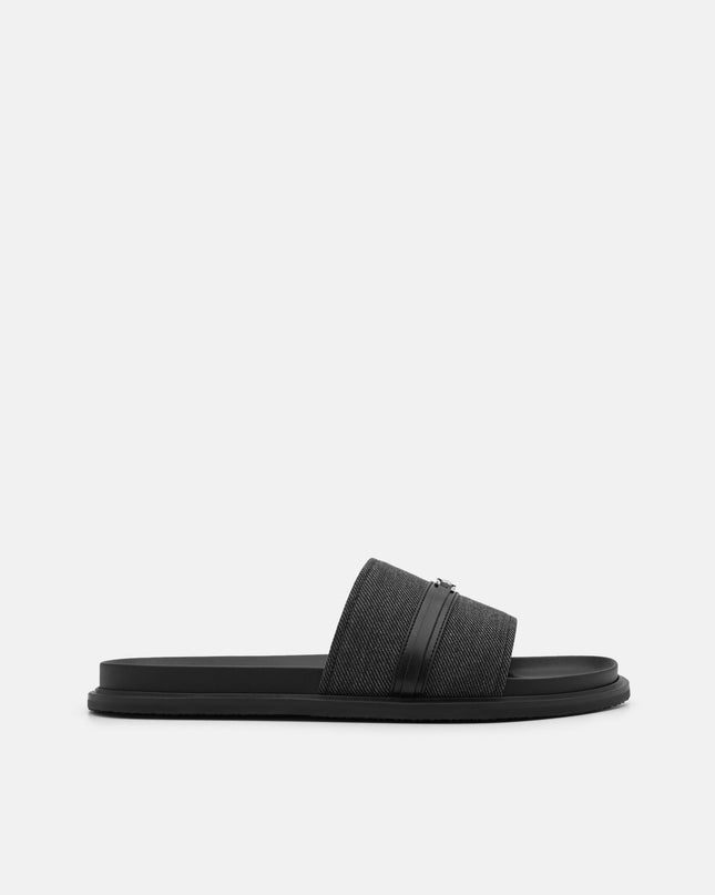 Renly Slide Sandals - Black Fabric
