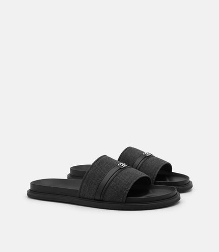 Renly Slide Sandals - Black Fabric