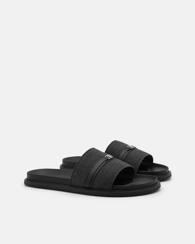 Renly Slide Sandals - Black Fabric