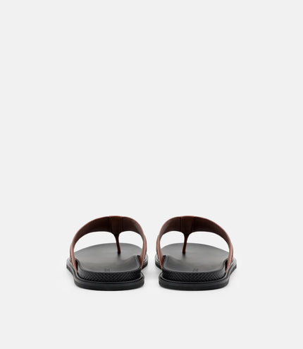 Woven Thong Sandals - Cognac Embossed