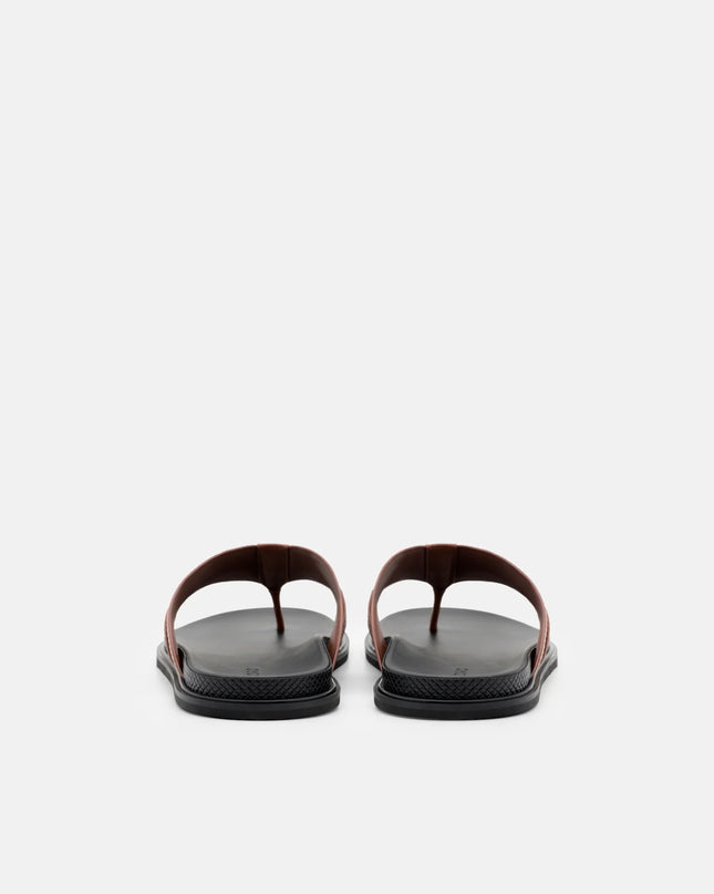 Woven Thong Sandals - Cognac Embossed
