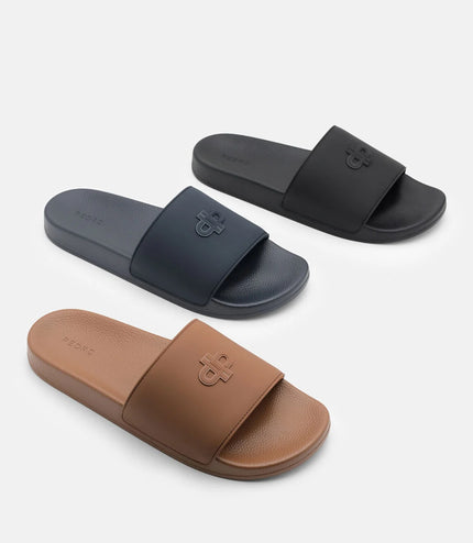 Rubber Slide Sandals - Black