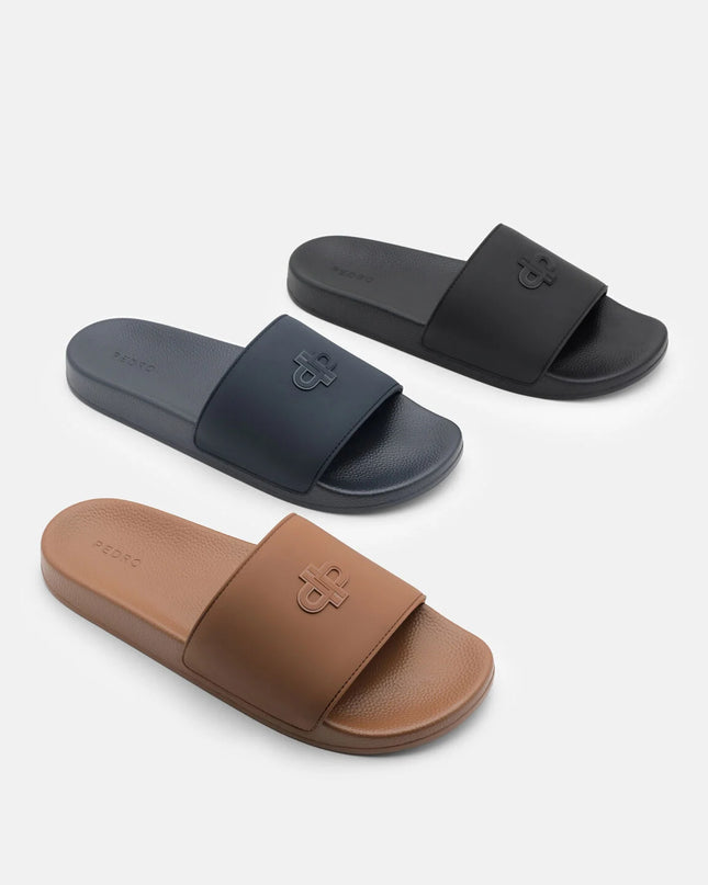 Rubber Slide Sandals - Black