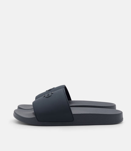 Rubber Slide Sandals - Navy