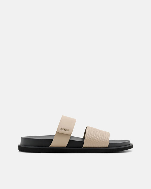Embossed Slide Sandals - Light Taupe Embossed