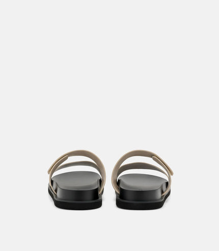 Embossed Slide Sandals - Light Taupe Embossed