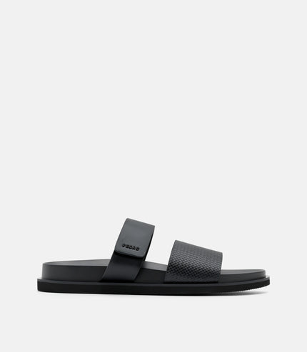Embossed Slide Sandals - Black Embossed