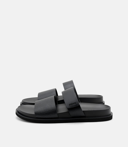 Embossed Slide Sandals - Black Embossed