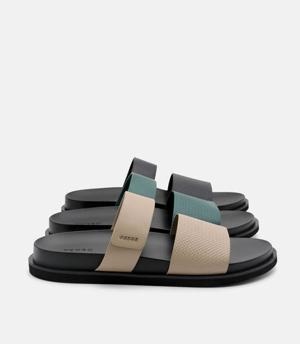 Embossed Slide Sandals - Black Embossed