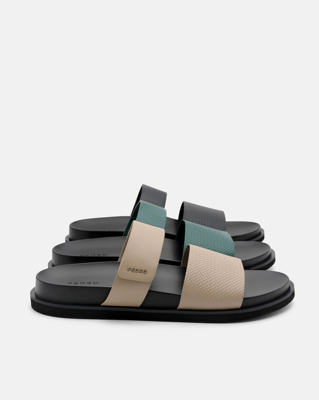 Embossed Slide Sandals - Black Embossed