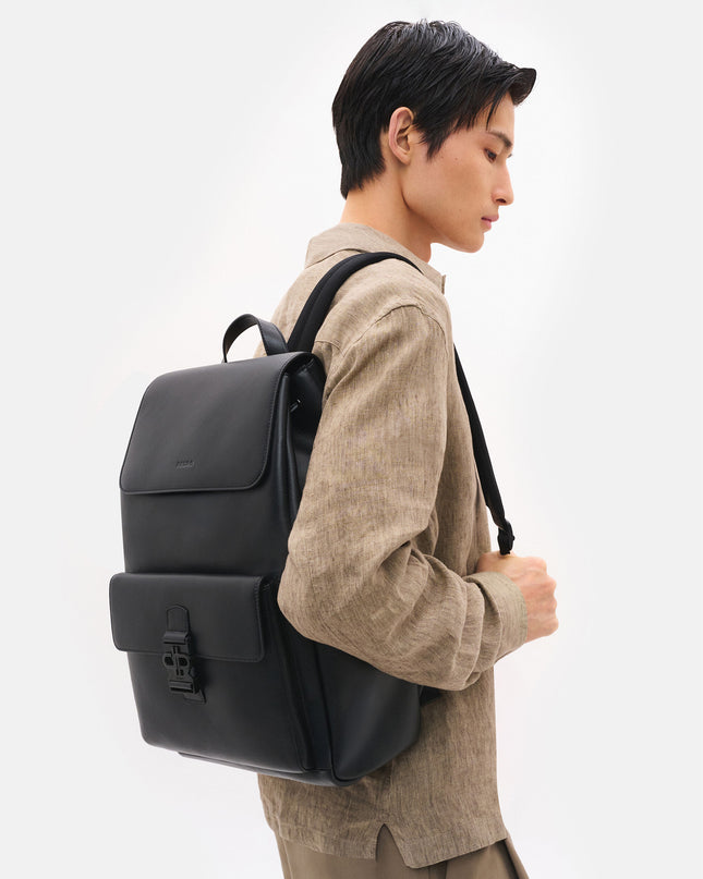 Tex Leather Backpack - Black Tumble