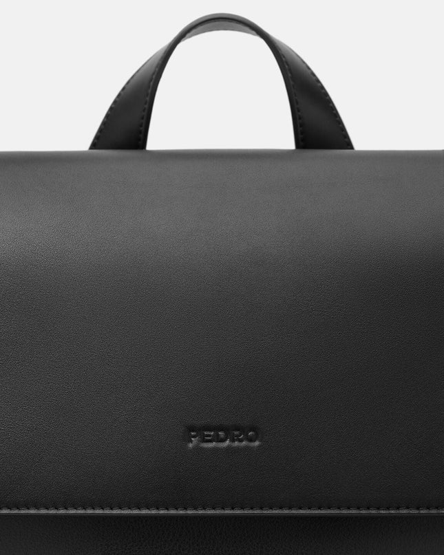 Tex Leather Backpack - Black Tumble