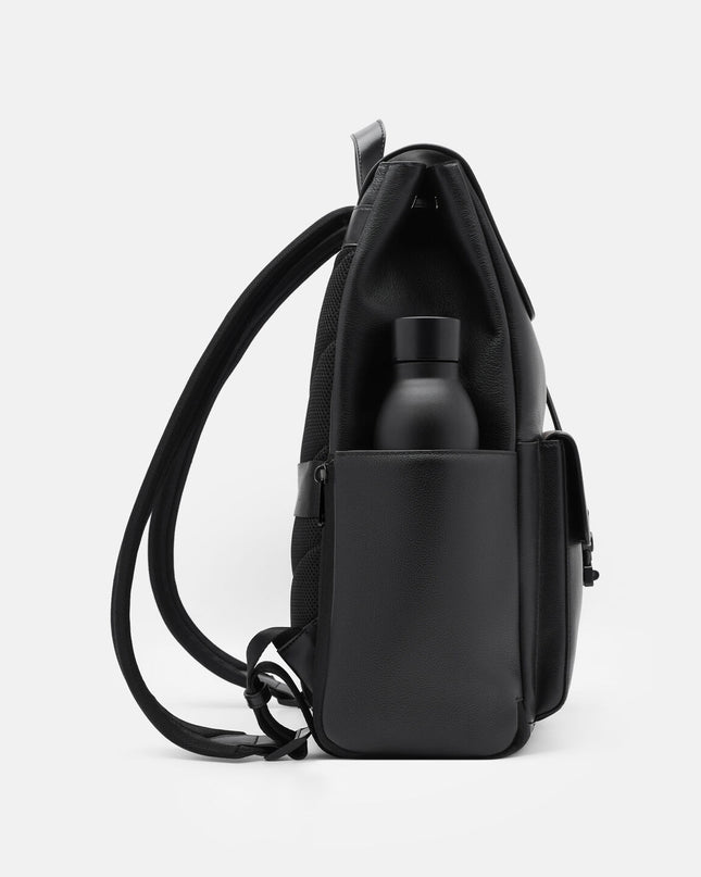 Tex Leather Backpack - Black Tumble