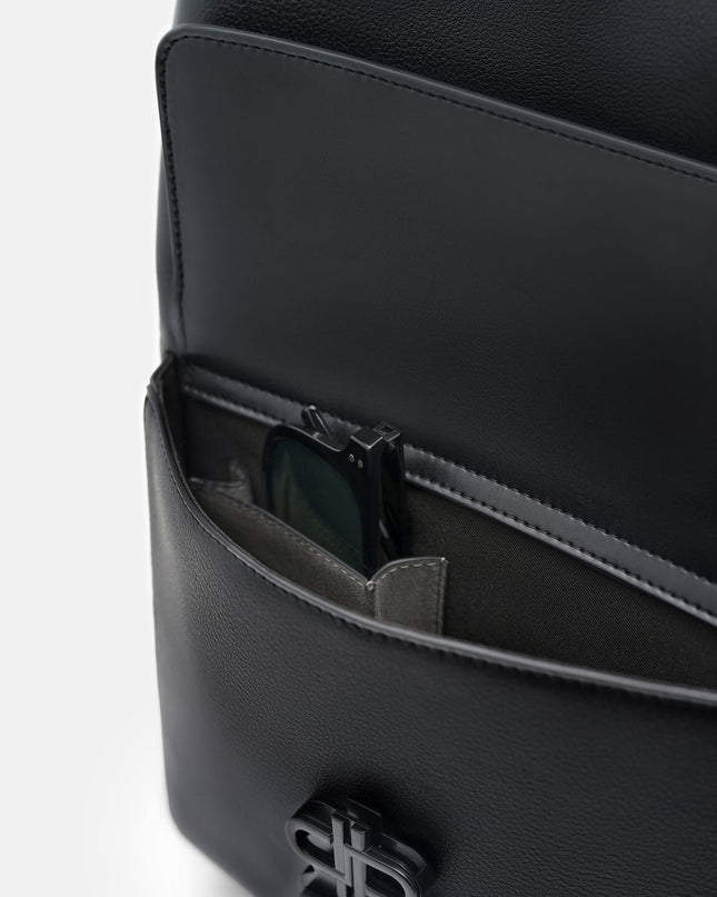 Tex Leather Backpack - Black Tumble