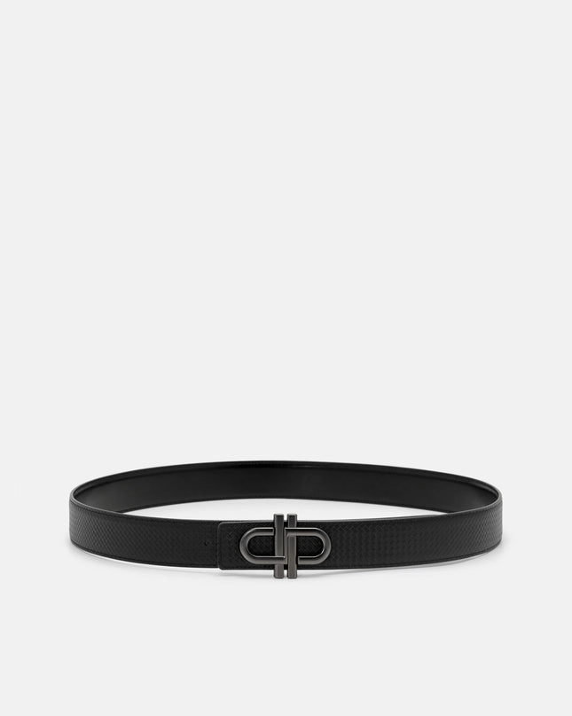 Leather Reversible Tang Belt - Black Embossed