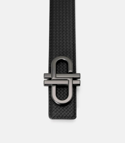 Leather Reversible Tang Belt - Black Embossed