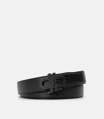 Leather Automatic Belt - Black Embossed