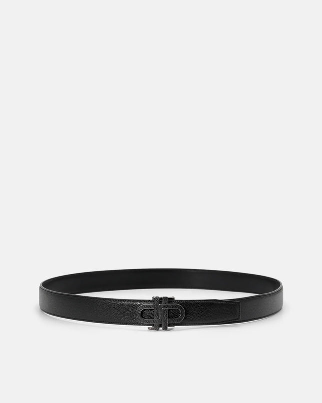 Leather Automatic Belt - Black Embossed