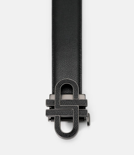 Leather Automatic Belt - Black Embossed